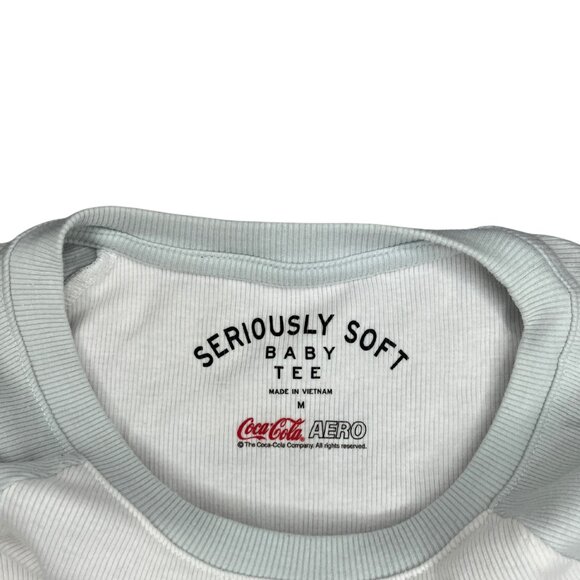 Aero x Coca-Cola Crop Top Graphic Tee Size M Y2K Butterfly Floral Vintage 90s - Picture 3 of 9